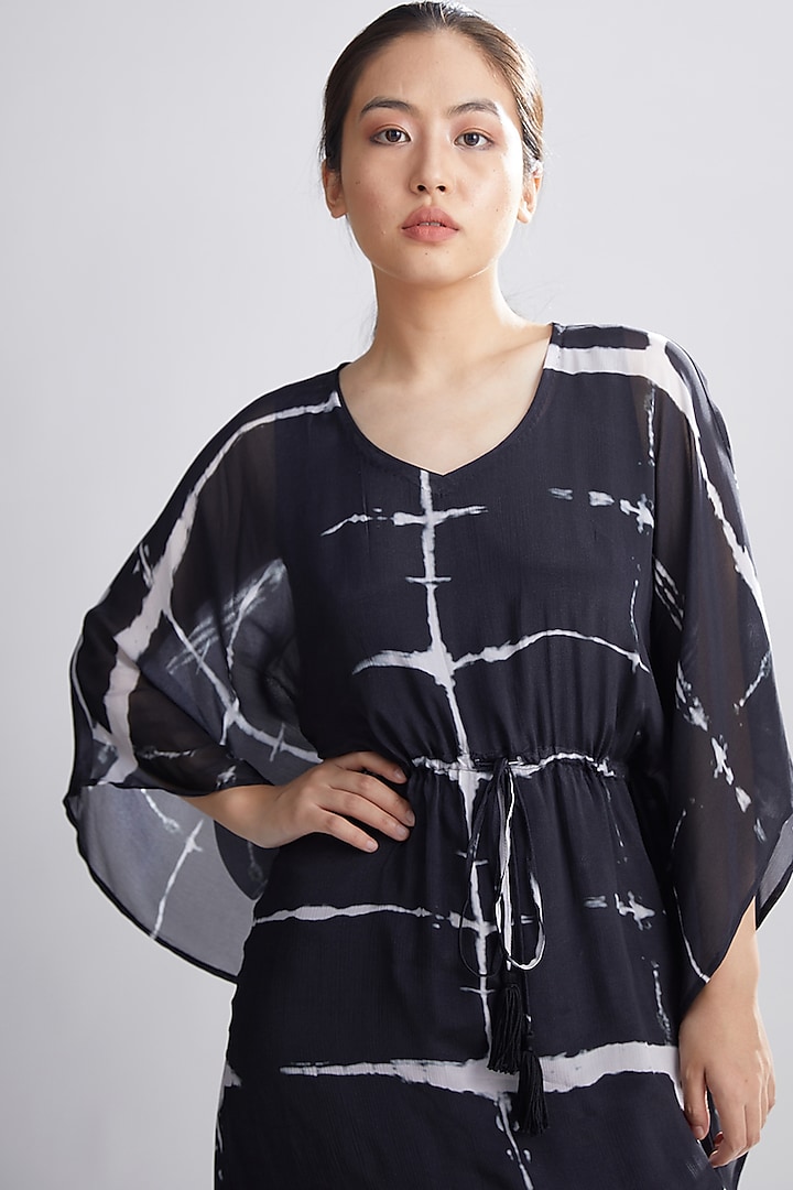 Black & White Shibori Kaftan by Koai at Pernia's Pop Up Shop