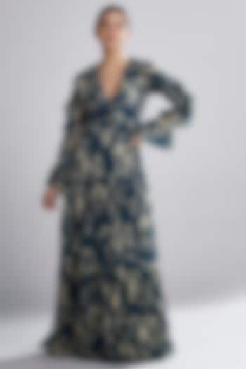 Cobalt Blue & Cream Floral Vacation Dress by Koai at Pernia's Pop Up Shop