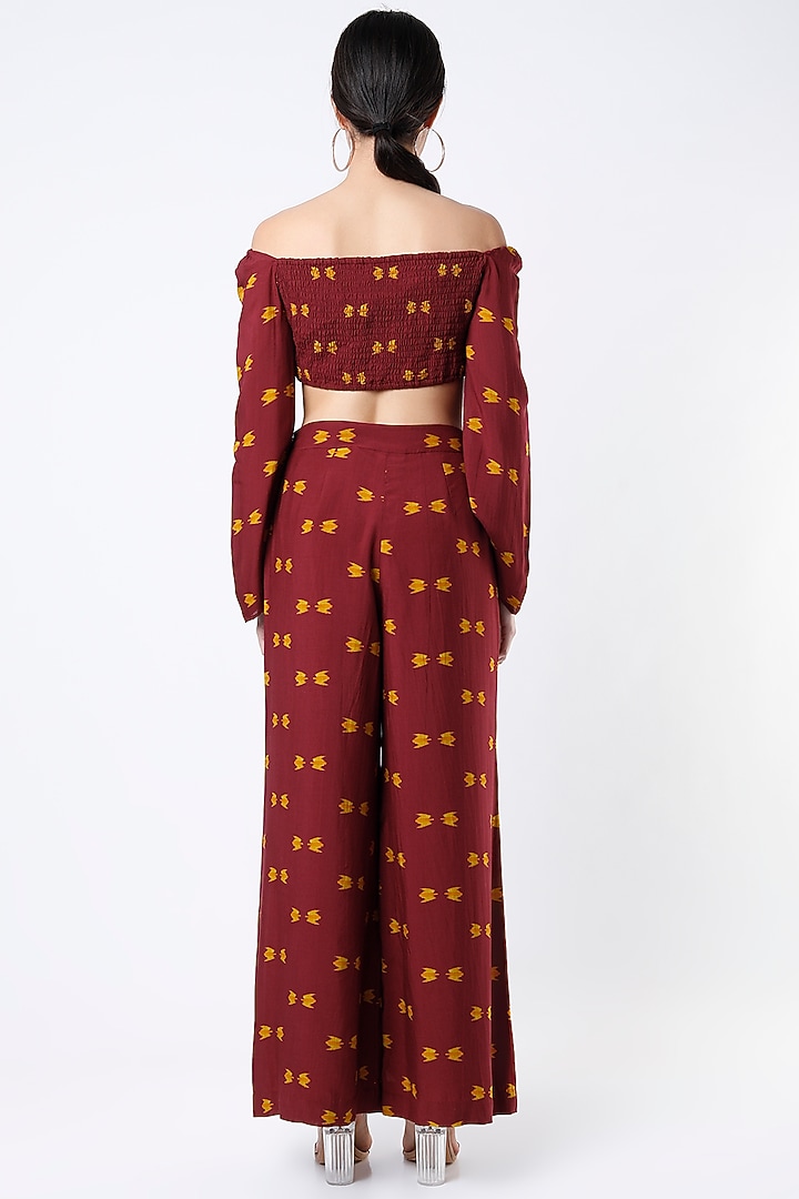 Maroon Digital Printed Pants by Koai at Pernia's Pop Up Shop