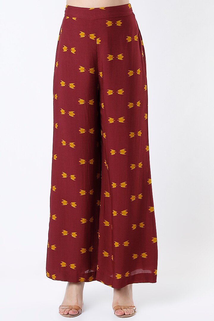 Maroon Digital Printed Pants by Koai at Pernia's Pop Up Shop