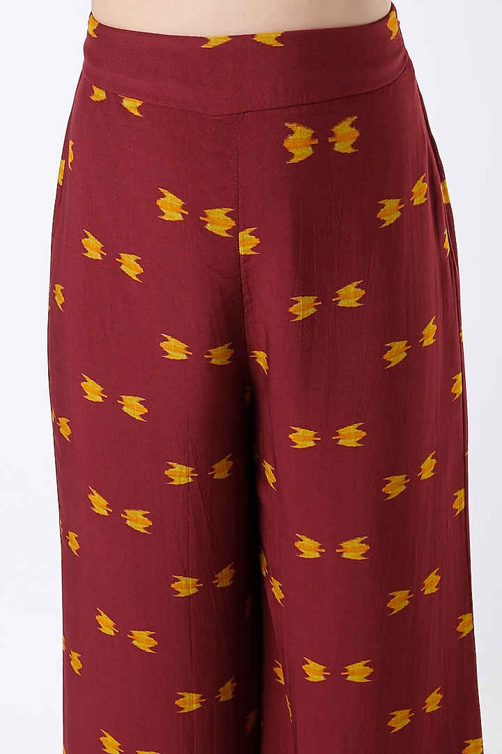 Maroon Digital Printed Pants by Koai at Pernia's Pop Up Shop