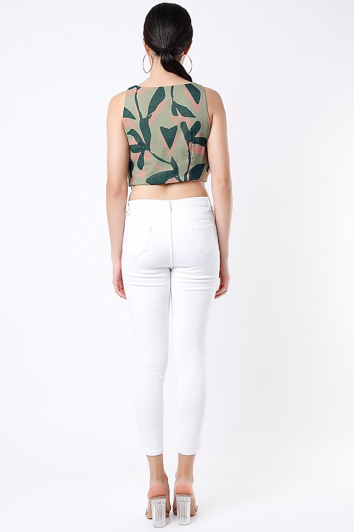 Olive Green Digital Printed Blouse by Koai at Pernia's Pop Up Shop