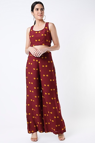 Mustard & Maroon Digital Printed Blouse by Koai