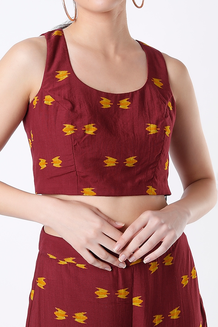 Mustard & Maroon Digital Printed Blouse by Koai at Pernia's Pop Up Shop