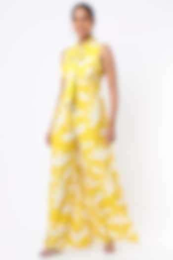 Mustard Digital Printed Jumpsuit by Koai at Pernia's Pop Up Shop