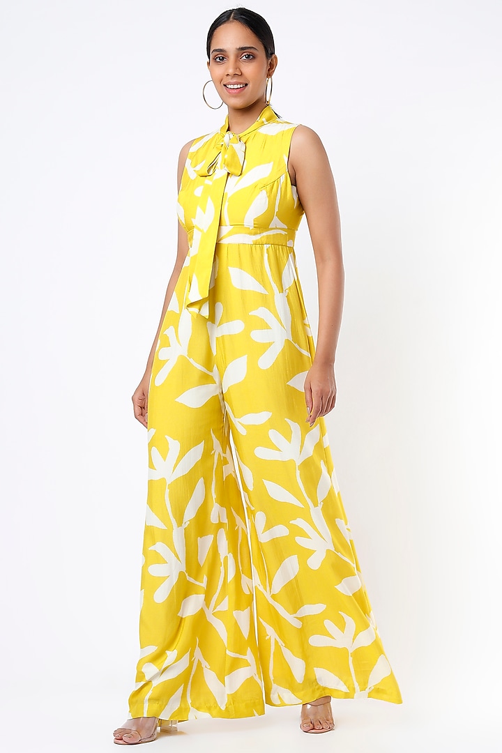 Mustard Digital Printed Jumpsuit by Koai at Pernia's Pop Up Shop