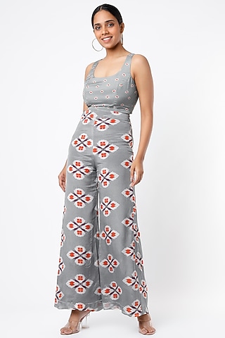 Grey & Blue Digital Printed Pants by Koai