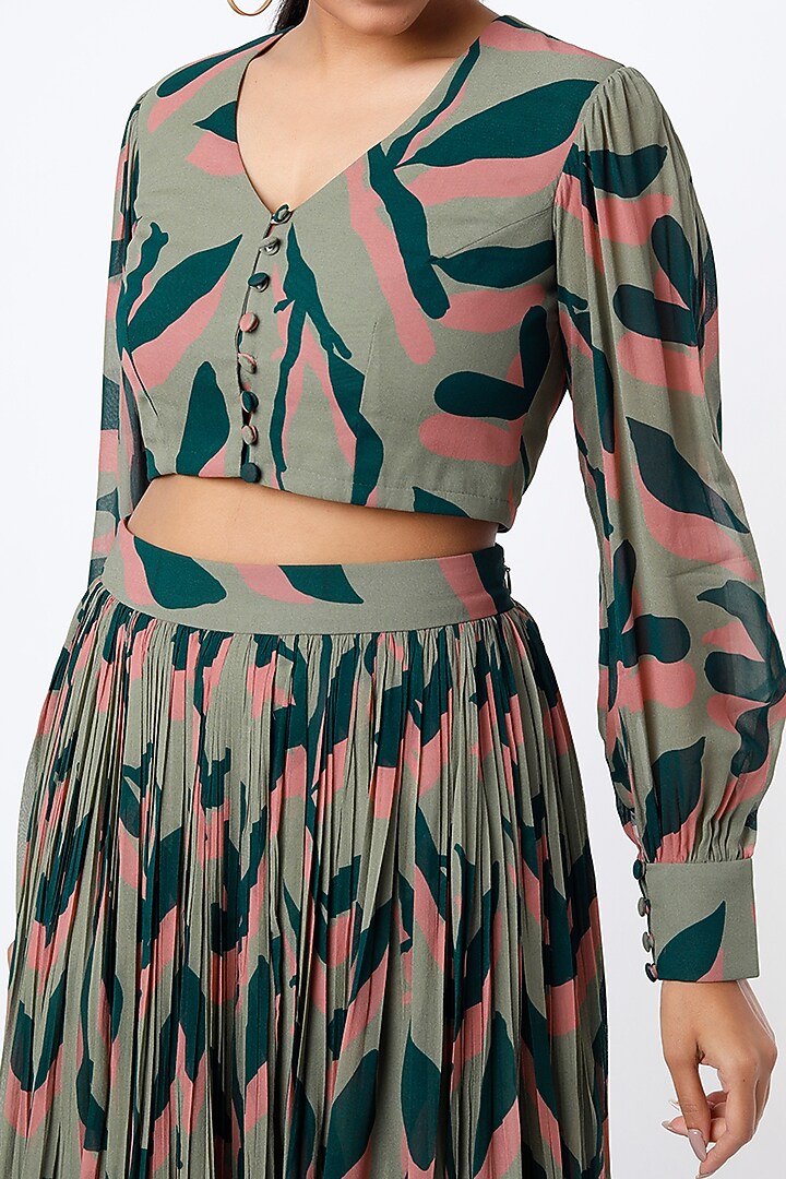 Olive Green Digital Printed Top by Koai at Pernia's Pop Up Shop