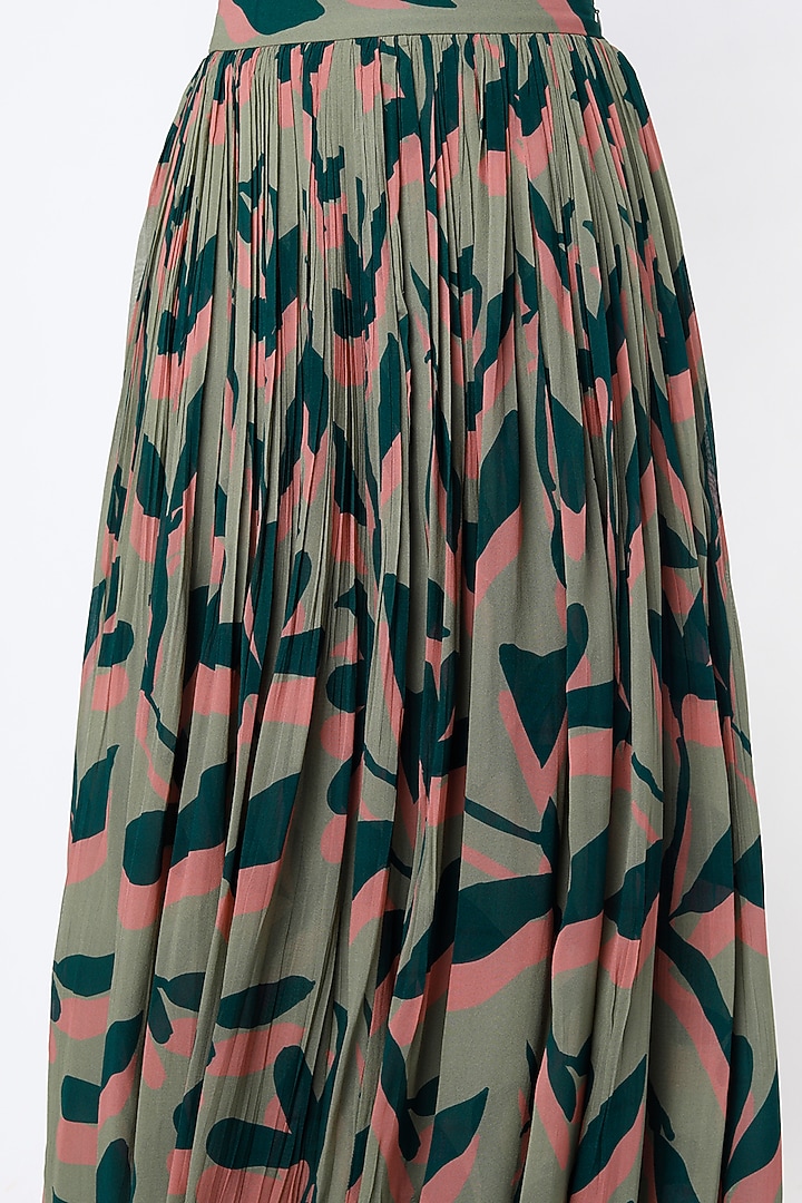 Olive Green Digital Printed Skirt by Koai at Pernia's Pop Up Shop