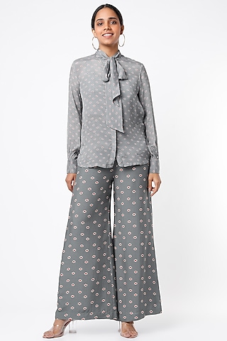 Grey Printed Pants by Koai