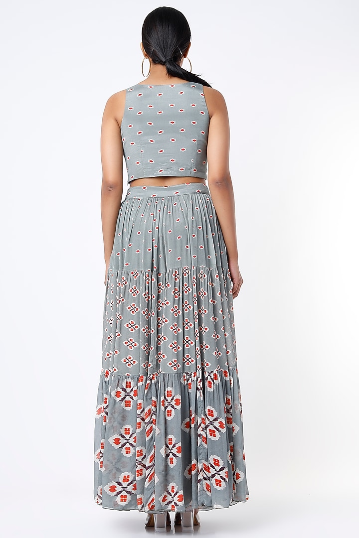 Grey Digital Printed Skirt by Koai at Pernia's Pop Up Shop