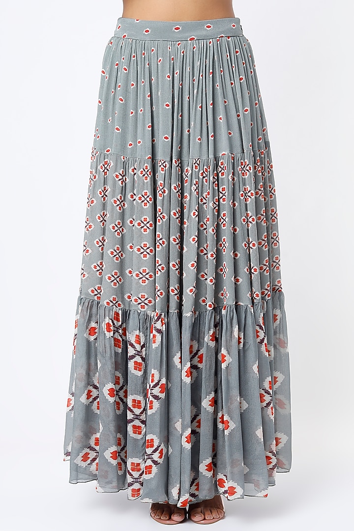 Grey Digital Printed Skirt by Koai at Pernia's Pop Up Shop