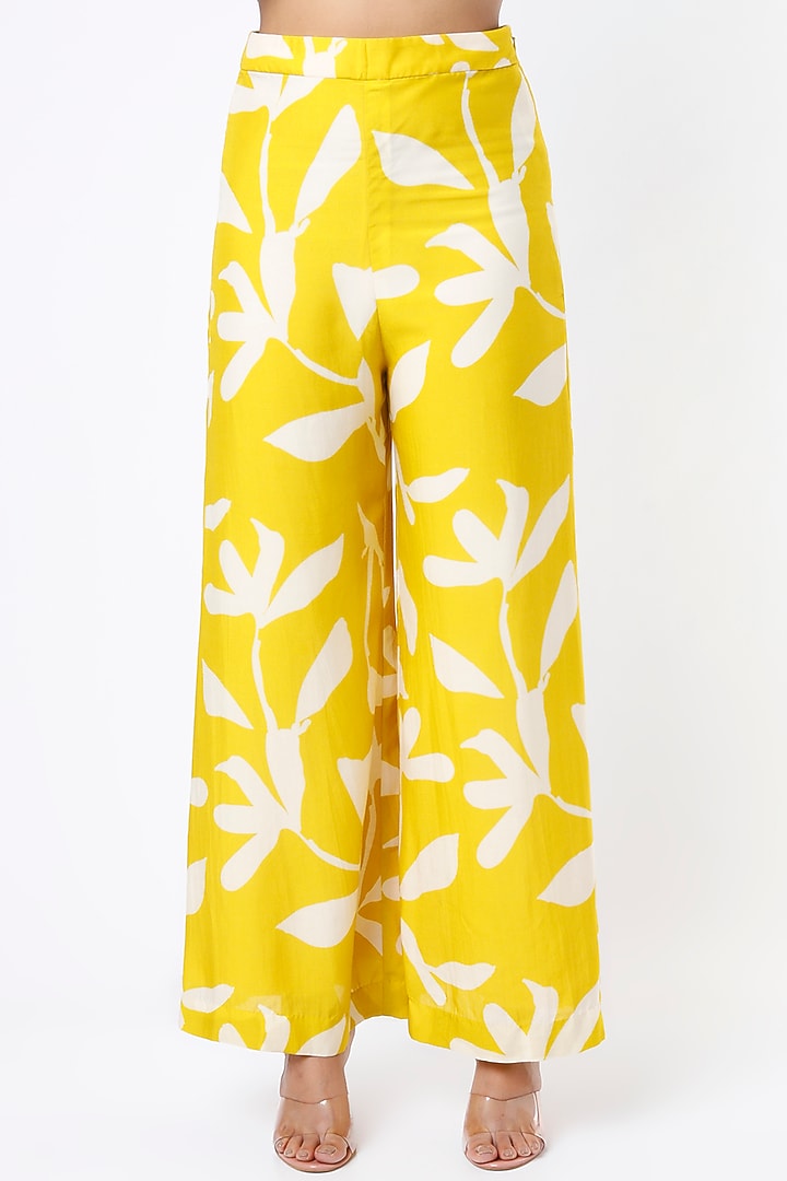 Mustard Floral Printed Pants by Koai at Pernia's Pop Up Shop