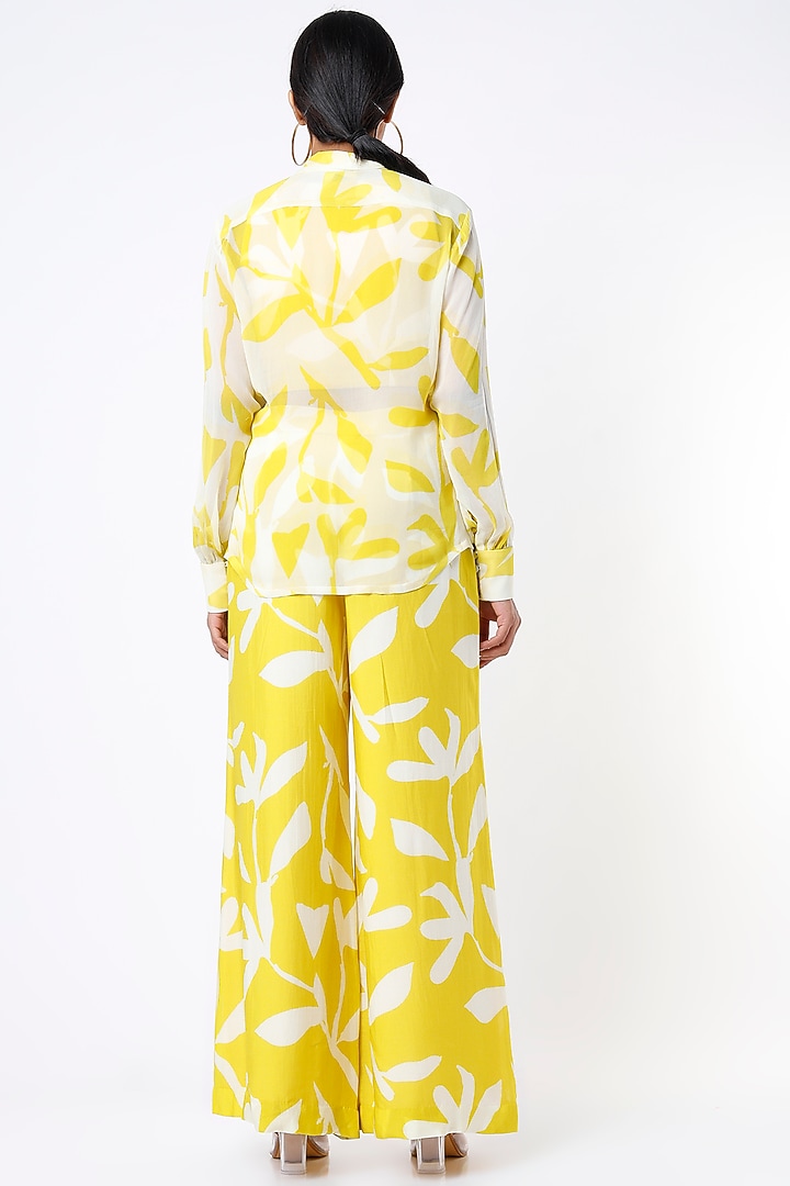 Mustard Floral Printed Bow Shirt by Koai at Pernia's Pop Up Shop