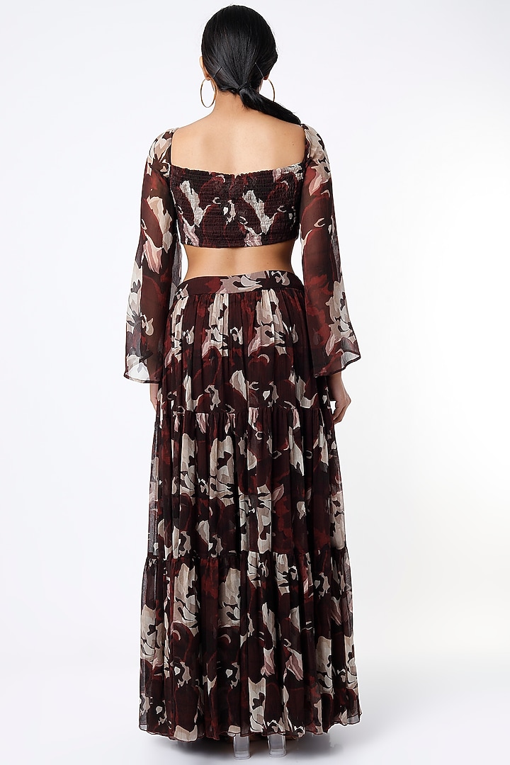 Maroon Digital Printed Skirt by Koai at Pernia's Pop Up Shop