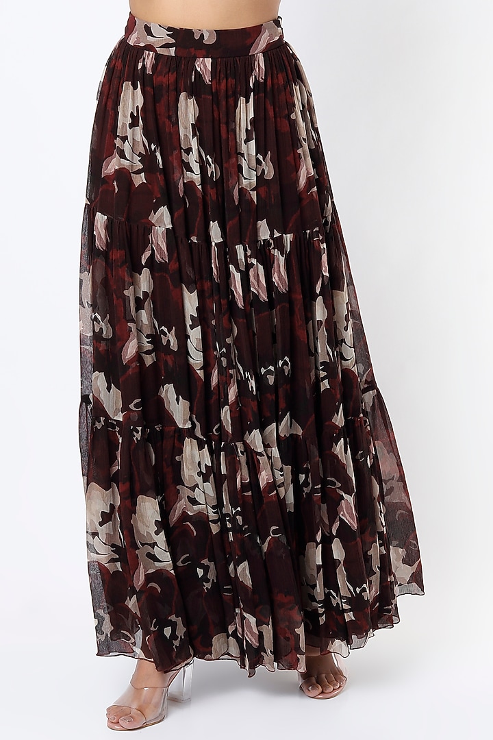 Maroon Digital Printed Skirt by Koai at Pernia's Pop Up Shop