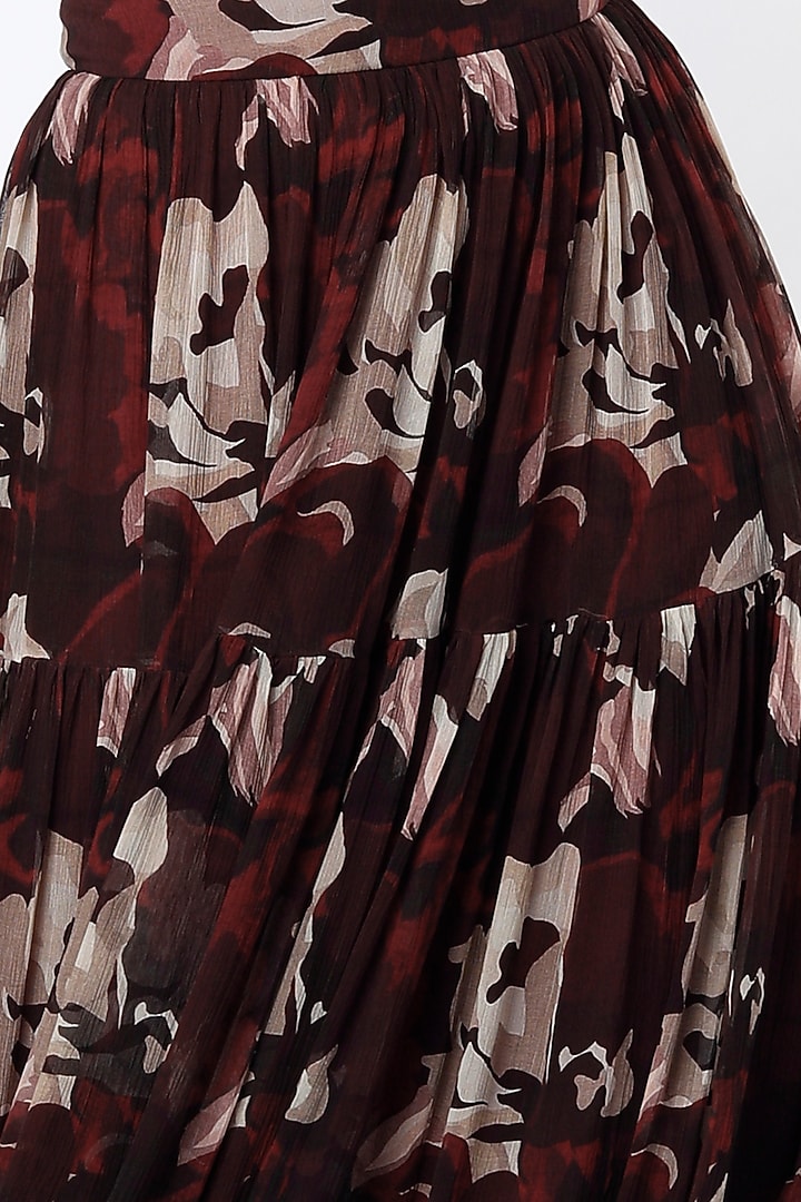 Maroon Digital Printed Skirt by Koai at Pernia's Pop Up Shop