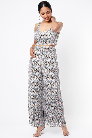 Grey & Orange Digital Printed Pants by Koai