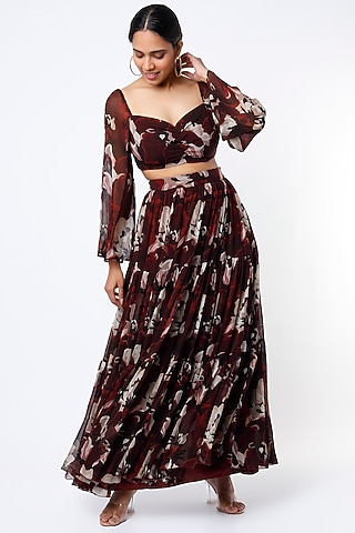 Maroon Digital Printed Top by Koai