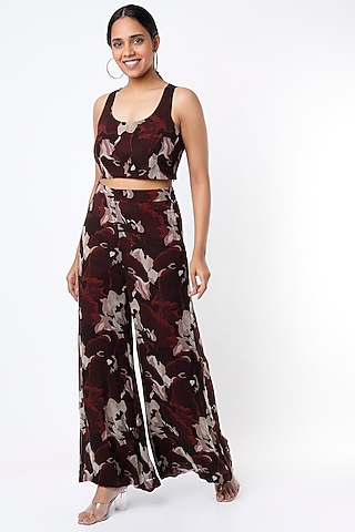 Maroon Digital Printed Pants by Koai