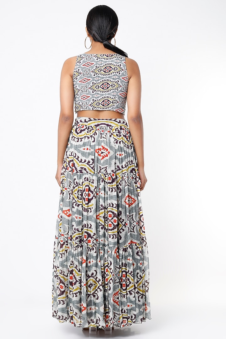 Grey & Orange Printed Skirt by Koai at Pernia's Pop Up Shop
