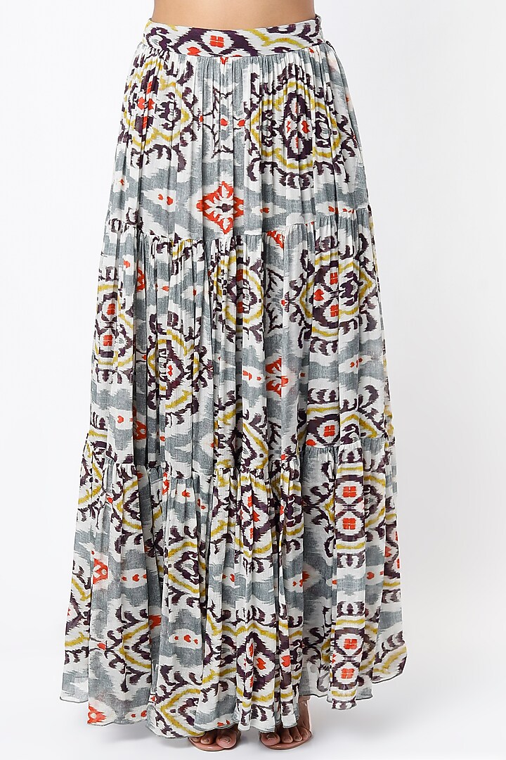 Grey & Orange Printed Skirt by Koai at Pernia's Pop Up Shop