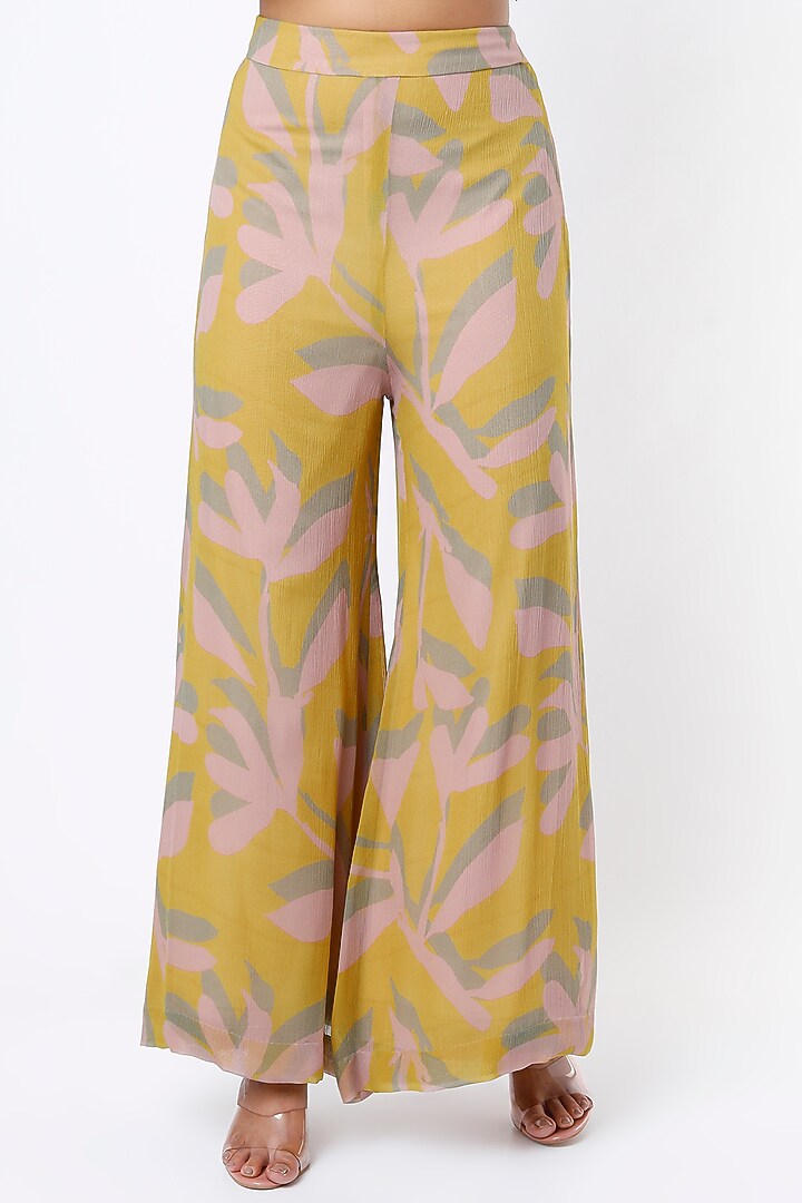 Mustard Floral Printed Pants by Koai at Pernia's Pop Up Shop