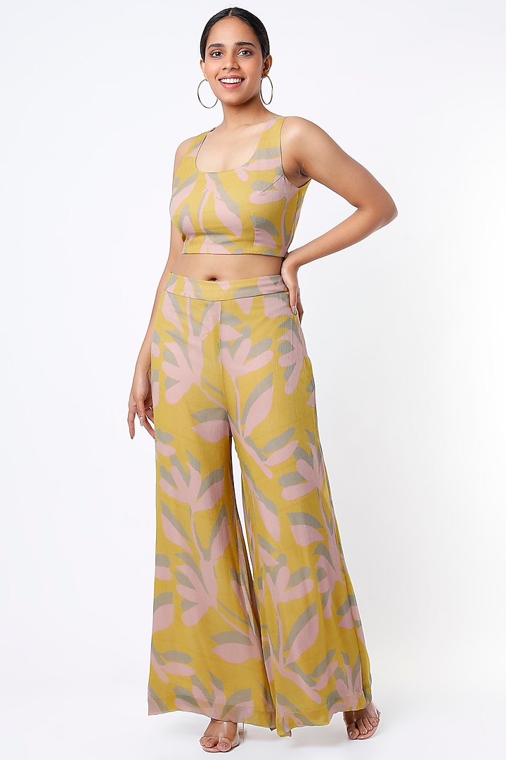 Mustard Floral Printed Bustier by Koai at Pernia's Pop Up Shop