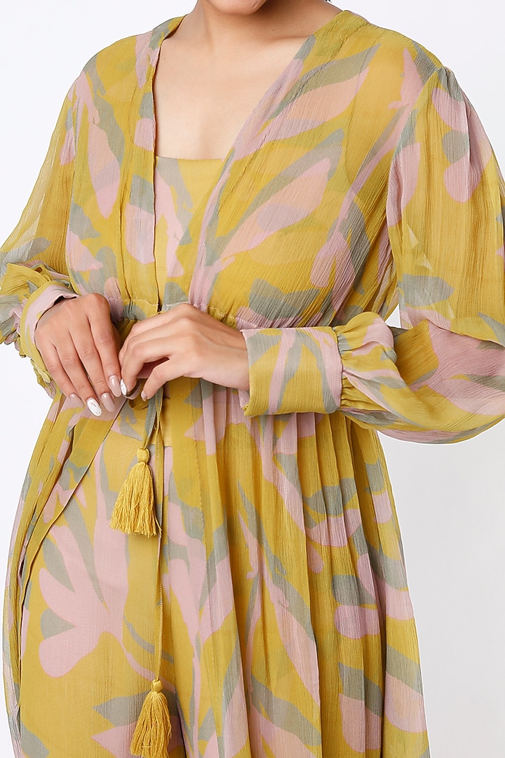 Mustard Floral Printed Cape by Koai at Pernia's Pop Up Shop
