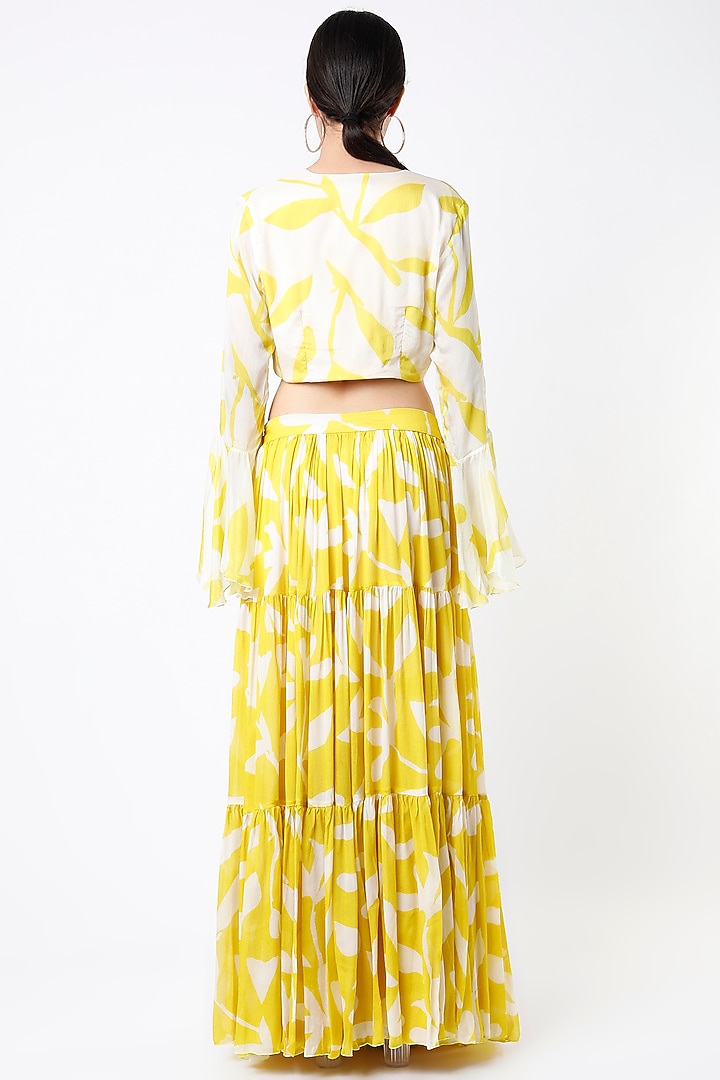 Off White & Mustard Printed Wrap Top by Koai at Pernia's Pop Up Shop