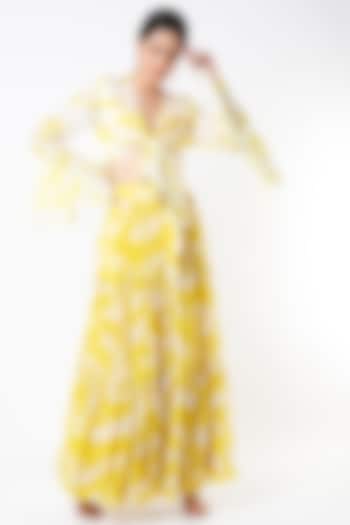 Off White & Mustard Printed Skirt by Koai