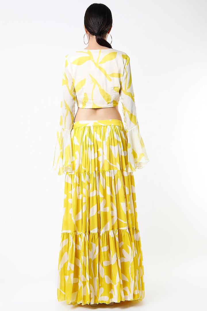 Off White & Mustard Printed Skirt by Koai at Pernia's Pop Up Shop