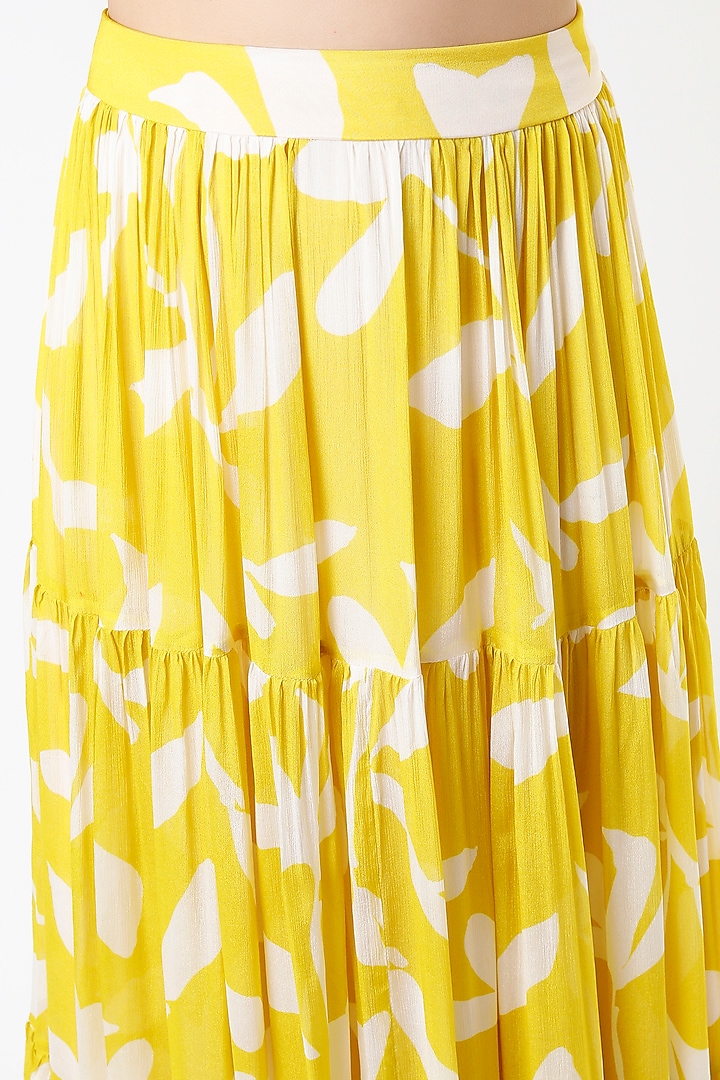 Off White & Mustard Printed Skirt by Koai at Pernia's Pop Up Shop
