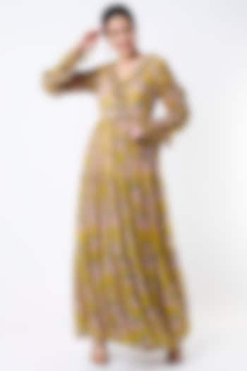 Peach & Mustard Printed Layered Dress by Koai at Pernia's Pop Up Shop