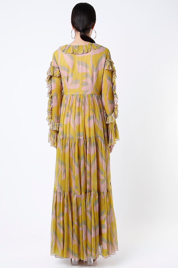Peach & Mustard Printed Layered Vacation Dress by Koai at Pernia's Pop Up Shop