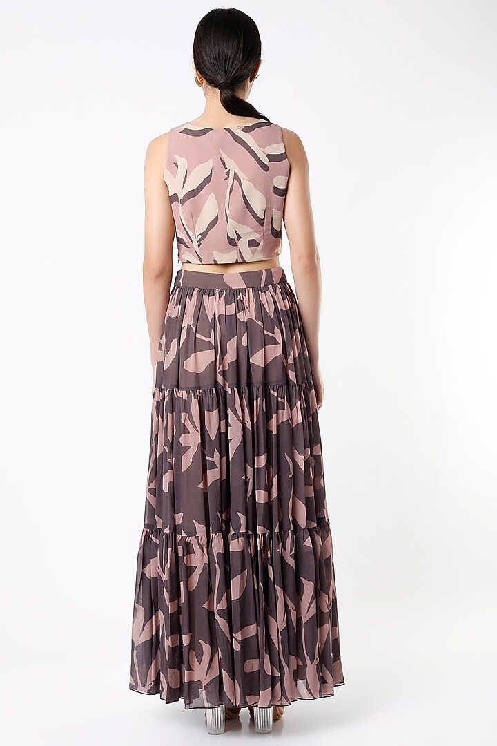 Dull Pink & Deep Purple Printed Skirt by Koai at Pernia's Pop Up Shop
