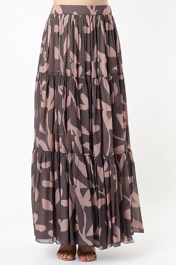 Dull Pink & Deep Purple Printed Skirt by Koai at Pernia's Pop Up Shop