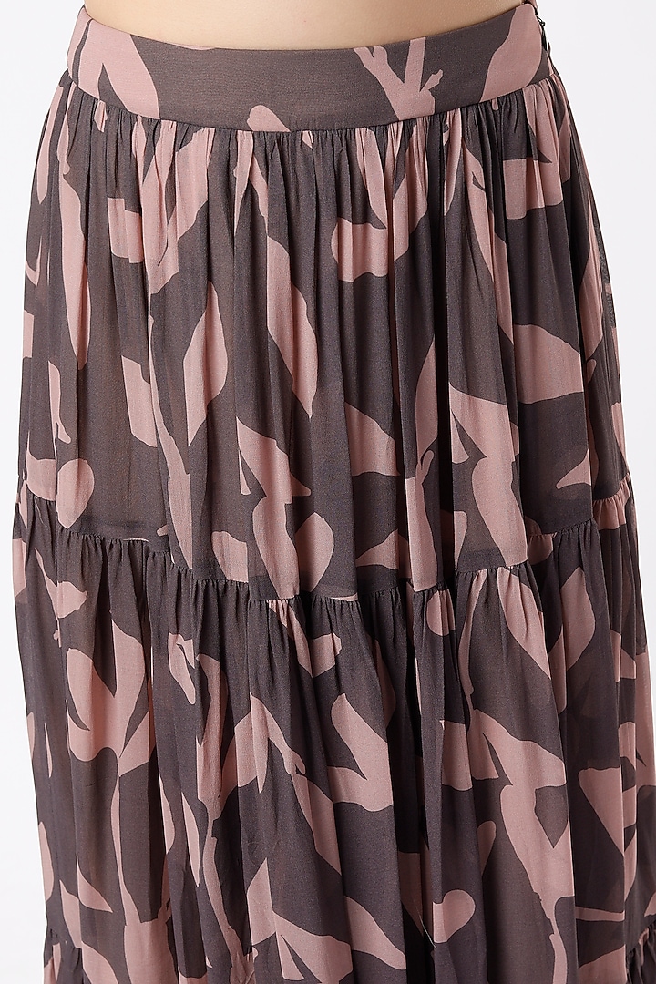 Dull Pink & Deep Purple Printed Skirt by Koai at Pernia's Pop Up Shop