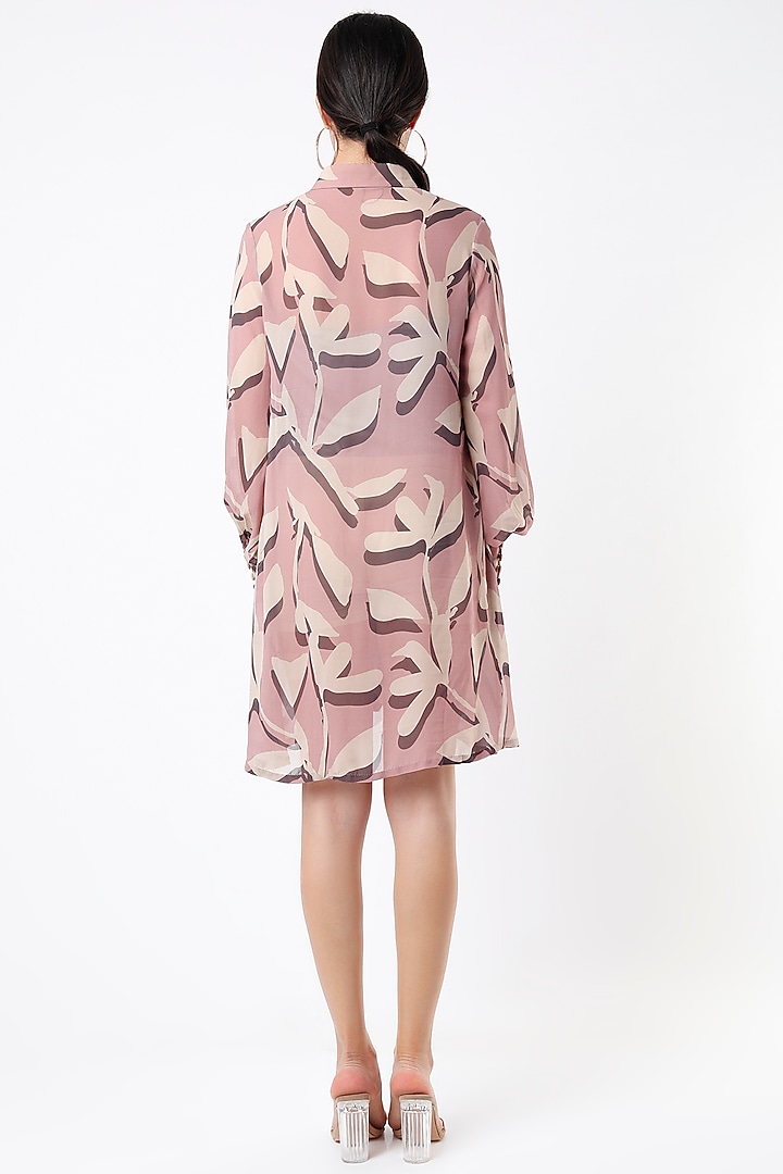 Dull Pink Printed Long Shirt by Koai at Pernia's Pop Up Shop