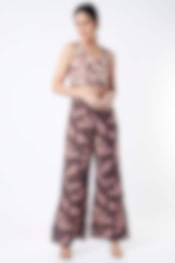 Dull Pink & Deep Purple Printed Pants by Koai at Pernia's Pop Up Shop