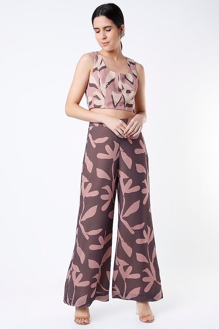 Dull Pink & Deep Purple Printed Pants by Koai at Pernia's Pop Up Shop