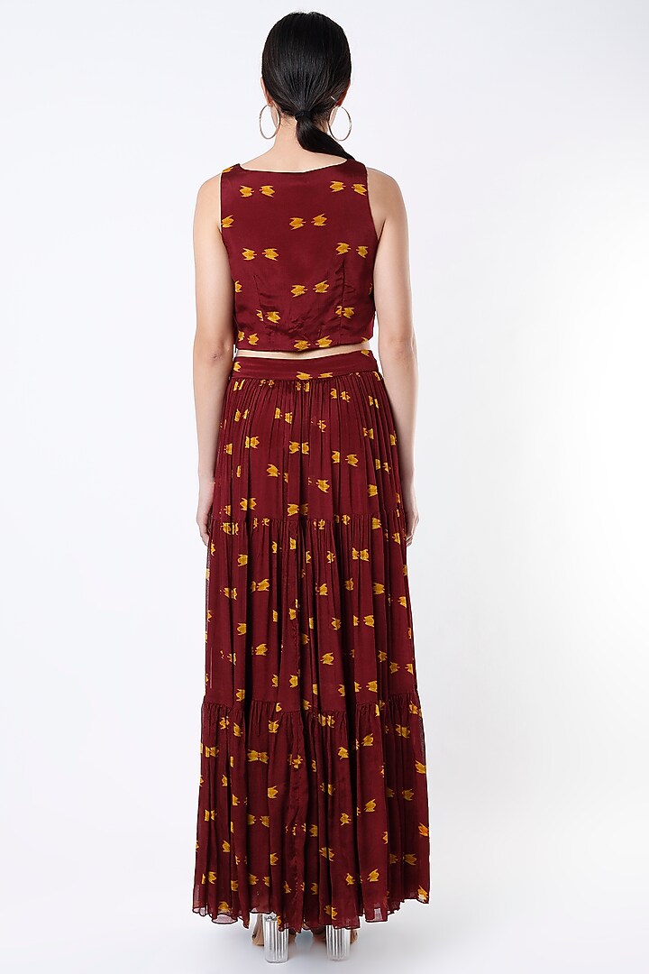Maroon Printed Bustier Top by Koai at Pernia's Pop Up Shop