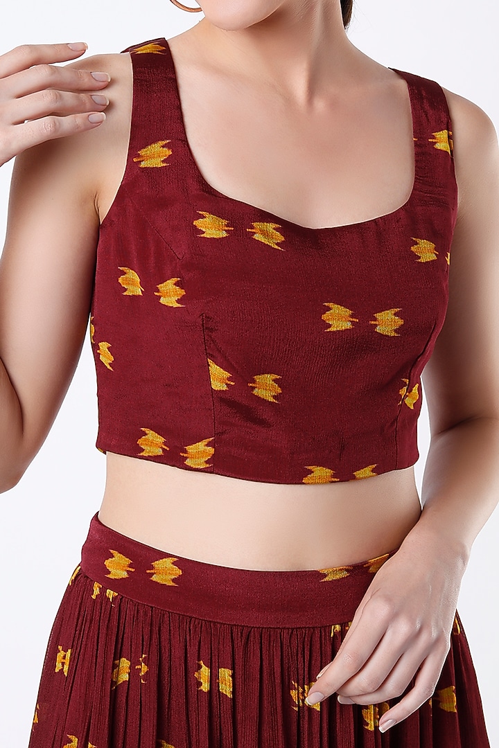 Maroon Printed Bustier Top by Koai at Pernia's Pop Up Shop