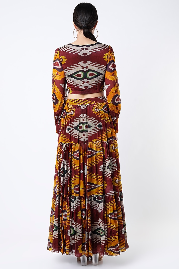 Maroon & Mustard Digital Printed Top by Koai at Pernia's Pop Up Shop