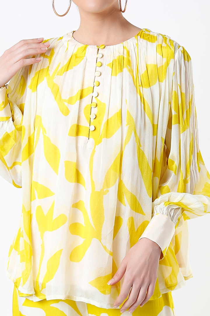Mustard Floral Printed Top by Koai at Pernia's Pop Up Shop