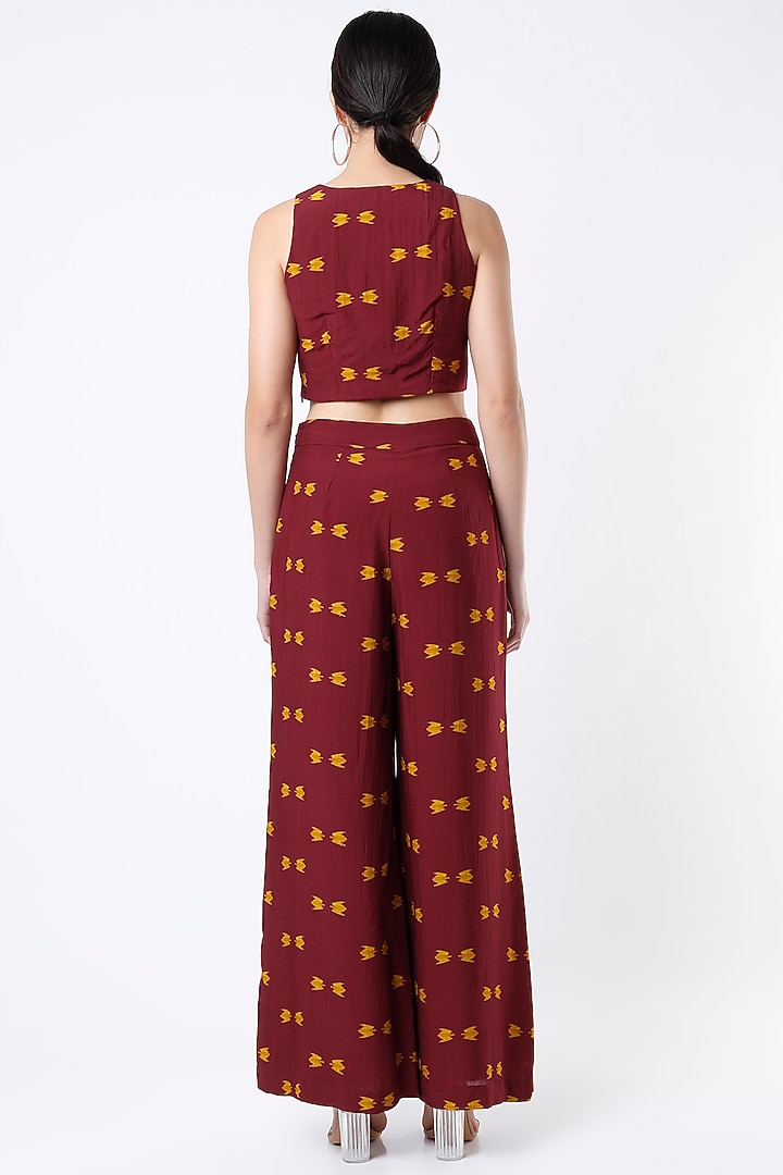 Maroon & Mustard Printed Pants by Koai at Pernia's Pop Up Shop