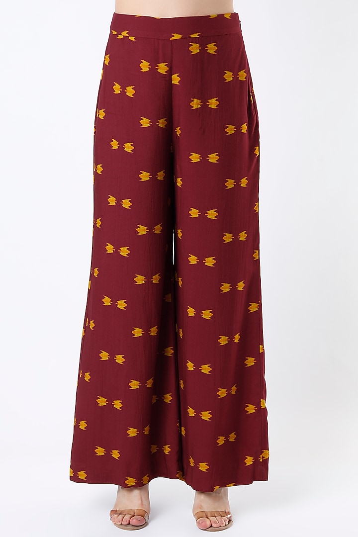 Maroon & Mustard Printed Pants by Koai at Pernia's Pop Up Shop