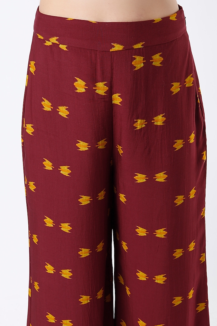 Maroon & Mustard Printed Pants by Koai at Pernia's Pop Up Shop