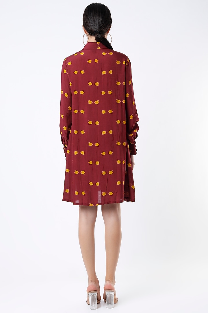 Maroon & Mustard Printed Shirt by Koai at Pernia's Pop Up Shop