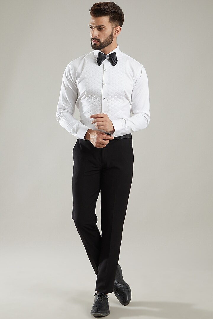 Black Embroidered Tuxedo Set by KODEXRAUL at Pernia's Pop Up Shop
